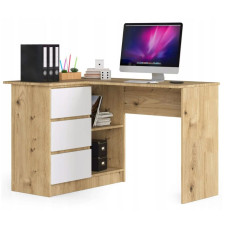 Rohový písací stôl ľavý 124 x 85 x 77 cm AKORD CLP - dub artisan/biely Preview