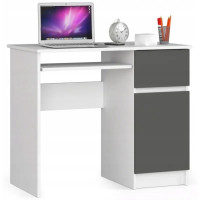 Písací stôl pravý 90 x 55 x 77 cm AKORD Pixel - biely/grafitovo sivý 