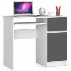 Písací stôl pravý 90 x 55 x 77 cm AKORD Pixel - biely/grafitovo sivý Preview