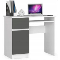Písací stôl ľavý 90 x 55 x 77 cm AKORD Pixel - biely/grafitovo sivý 