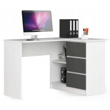 Rohový písací stôl pravý 124 x 85 x 77 cm AKORD CLP - biely/grafitovo sivý 