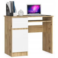 Písací stôl ľavý 90 x 55 x 77 cm AKORD Pixel - dub artisan/biely 