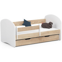 Detská postieľka 160 x 80 cm s matracom a úložným priestorom Smile - biela/dub sonoma 