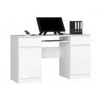 Písací stôl s 2 zásuvkami a 2 skrinkami 135 x 50 x 77 cm AKORD CLP - biely 