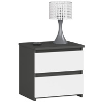 Nočný stolík s 2 zásuvkami 40 x 40 x 35 cm AKORD CL2 - grafitovo sivý/biely 