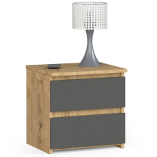 Nočný stolík s 2 zásuvkami 40 x 40 x 35 cm AKORD CL2 - dub artisan/sivý Preview