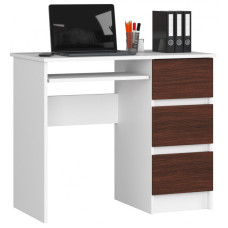 Písací stôl pravý s 3 zásuvkami 90 cm AKORD CLP A-6 - biely/wenge Preview