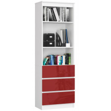 Knižnica so zásuvkami AKORD R60 3SZ 2P CLP POLYSK - biela/červená, vysoký lesk Preview