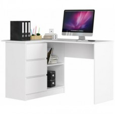 Rohový písací stôl ľavý 124,5 x 77 x 85 cm Inlea4Home  - biela Preview