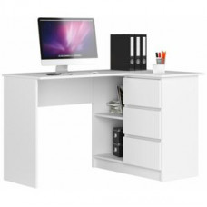 Rohový písací stôl pravý 124,5 x 77 x 85 cm Inlea4Home  - biela Preview
