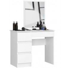 Toaletný stolík so 4 zásuvkami a zrkadlom ľavý T-6/SL CLP - biely Preview