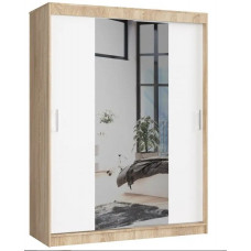 Šatníková skriňa s posuvnými dverami a zrkadlom 150 x 200 x 60 cm AKORD CLP - dub sonoma/biela Preview