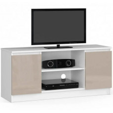 TV stolík s vysokým leskom 140 cm AKORD CLP - biely/cappuccino Preview