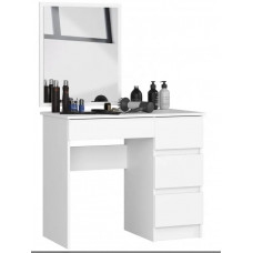Toaletný stolík so 4 zásuvkami a zrkadlom pravý T-6/SL CLP - biely Preview