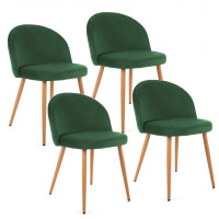 Velúrová stolička v škandinávskom štýle 4 ks - tmavozelená 