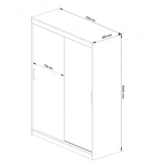Šatníková skriňa s posuvnými dverami a zrkadlom 150 x 200 x 60 cm AKORD CLP - biela