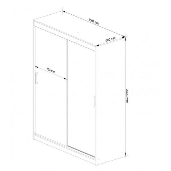Šatníková skriňa s posuvnými dverami a zrkadlom 150 x 200 x 60 cm AKORD CLP - biela/dub sonoma
