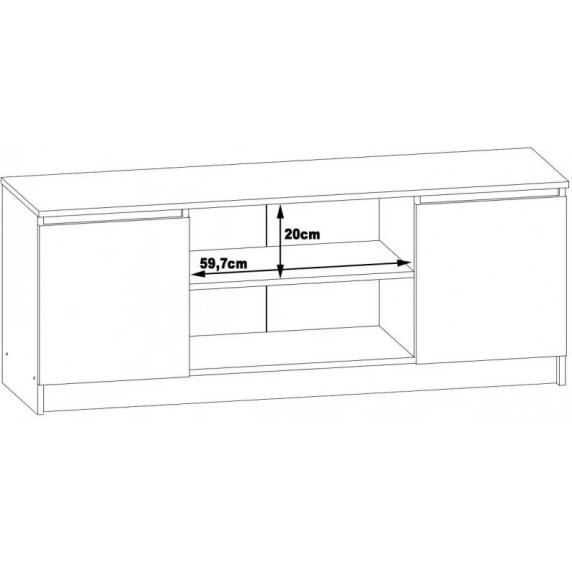 TV stolík s vysokým leskom 140 cm AKORD CLP - biely/čierny