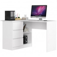 Rohový písací stôl ľavý 124,5 x 77 x 85 cm Inlea4Home B16 CLP LEWE - biela Preview
