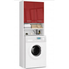 Skrinka nad práčku s vysokým leskom AKORD FIN - biela/červená Preview