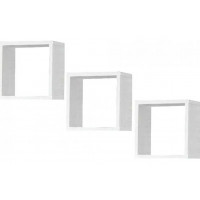 Nástenné police v tvare kocky 25 x 25 cm 3 kusy - biele 