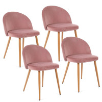 Velúrová stolička v škandinávskom štýle 4 ks - ružová 