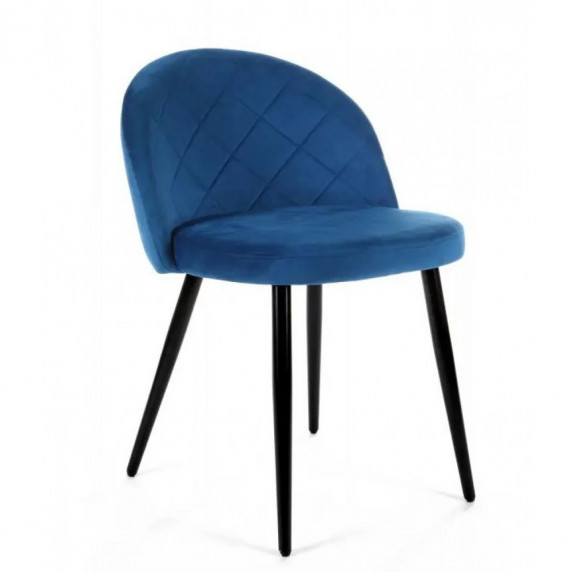 Velúrová prešívaná stolička 4 ks -  modrá