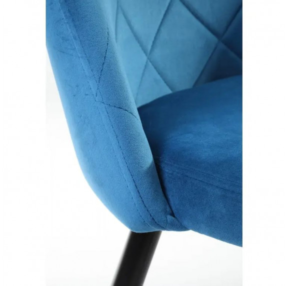 Velúrová prešívaná stolička 4 ks -  modrá