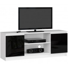 TV stolík s vysokým leskom 140 cm AKORD CLP - biely/čierny Preview