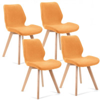 Stolička s drevenými nožičkami 4 ks - oranžová 