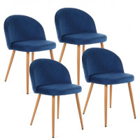 Velúrová stolička v škandinávskom štýle 4 ks - modrá 