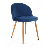 Velúrová stolička v škandinávskom štýle 4 ks - modrá 
