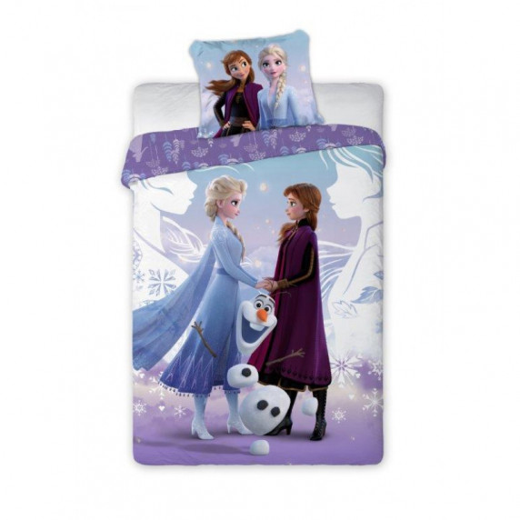 Detské posteľné obliečky 140 x 200 cm Frozen - Elsa, Anna a Olaf