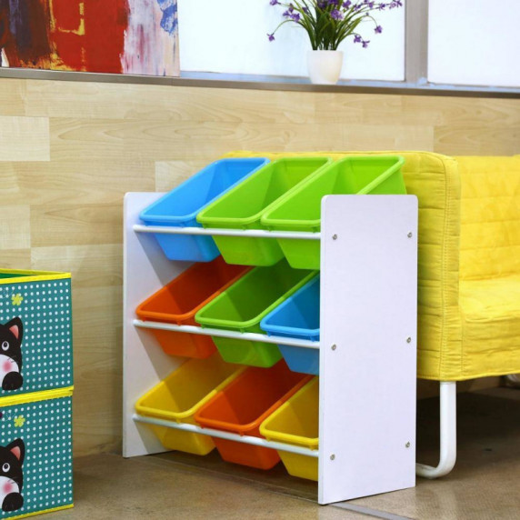 Organizér na hračky s plastovými boxami - multicolor