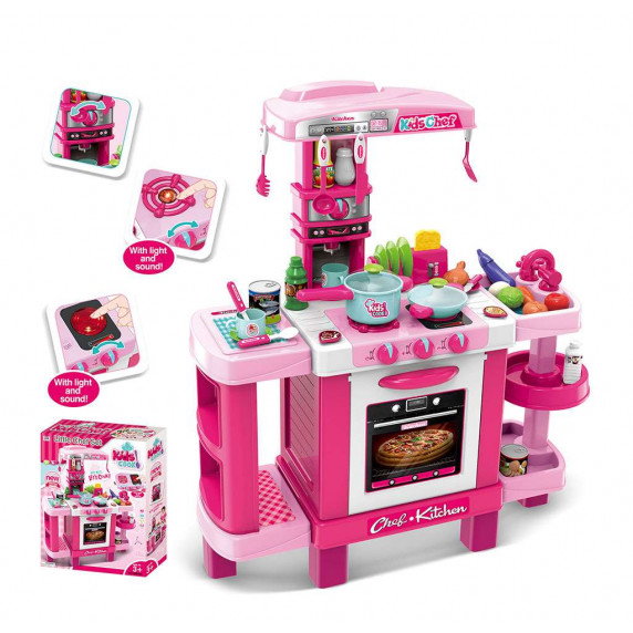 Detská kuchynka Baby Mix malý šéfkuchár + príslušenstvo ružová