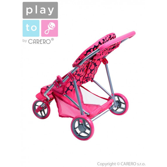 Športový kočík pre 2 bábiky PlayTo Klaudie ružový