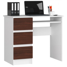 Písací stôl ľavý so zásuvkami a výsuvnou policou na klávesnicu 90 x 77 x 50 cm AKORD CLP - biely/wenge Preview