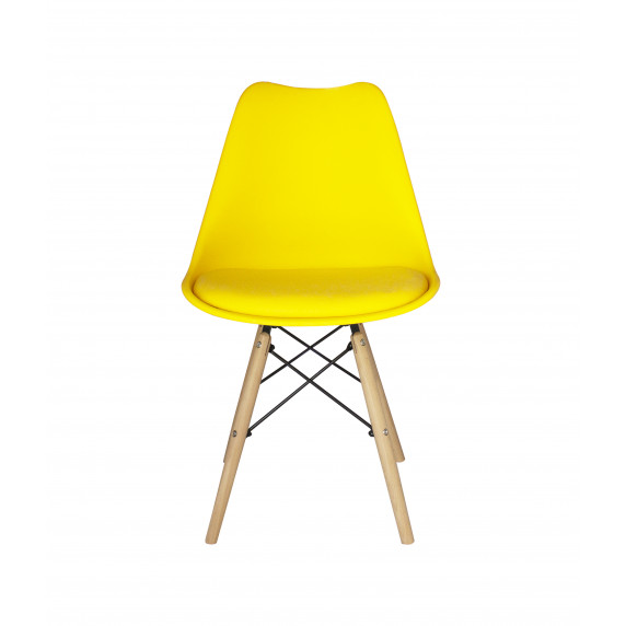 Jedálenská stolička s drevenými nohami s poduškou AGA MR2035Y - žltá