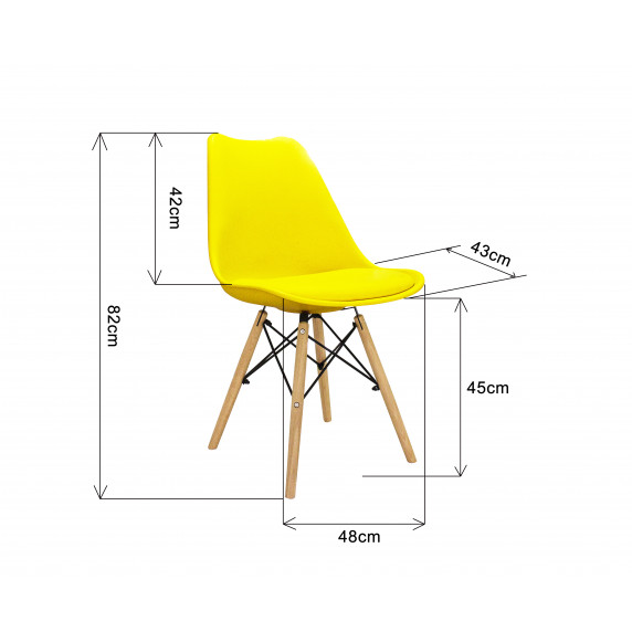 Jedálenská stolička s drevenými nohami s poduškou AGA MR2035Y - žltá