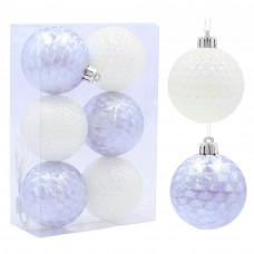 Vianočné gule 6 kusov 6 cm Inlea4Fun - biele/modré Preview