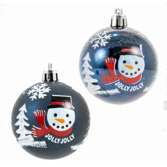 Vianočné gule 8 kusov 6 cm Inlea4Fun - tmavomodré snehuliak