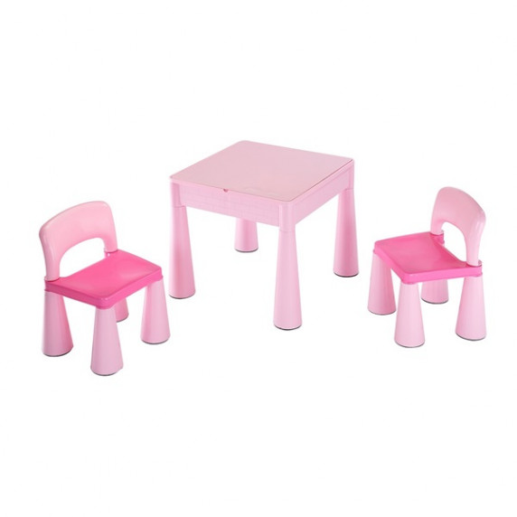NEW BABY Detská sada stolček a dve stoličky - ružová