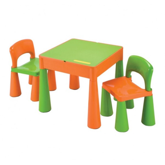 NEW BABY detská sada stolček a dve stoličky - oranžová