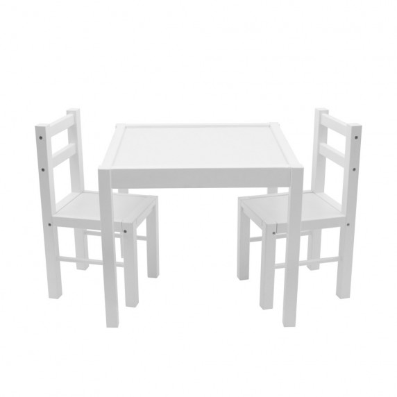 New Baby PRIMA detský drevený stôl so stoličkami - Biely