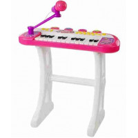 Detské klávesy s mikrofónom a stoličkou Inlea4Fun MY MUSIC WORLD - ružové 