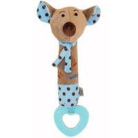 Detská pískacia plyšová hračka s hryzátkom Baby Mix - modrá myška 