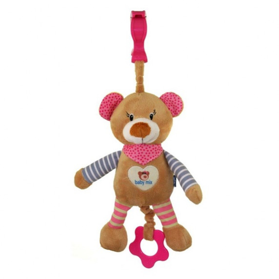 Detská plyšová hračka s hracím strojčekom Baby Mix medvedík - ružový