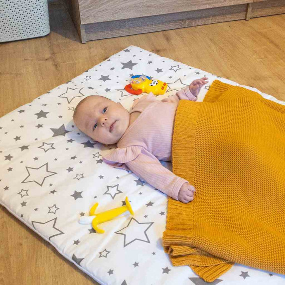 Bambusová pletená detská deka, prikrývka 100x80 cm NEW BABY - horčicovo žltá
