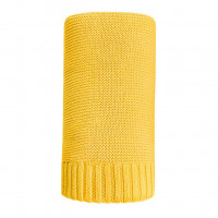 Bambusová pletená detská deka, prikrývka 100x80 cm NEW BABY - žltá 