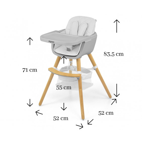 Jedálenská stolička Milly Mally 2v1 Espoo biela